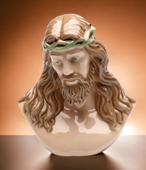Ceramic Jesus Figurine, Religious D&#xE9;cor, Religious Gift, Church D&#xE9;cor, Baptism Gift