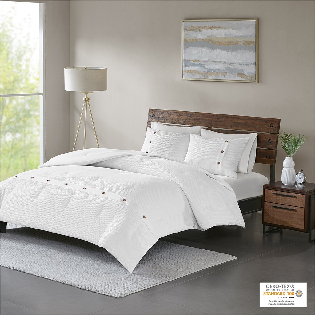 Gracie Mills   3 Piece Cotton Waffle Weave Comforter Set