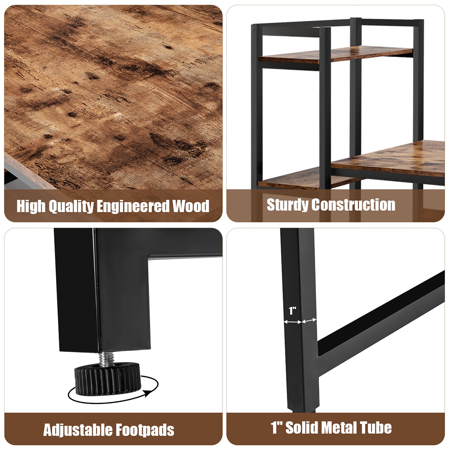 Costway Multi-Functional Computer Desk with 4-tier Storage shelves