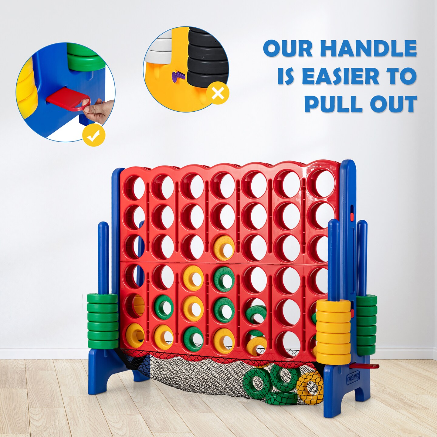 Costway 4-to-Score Giant Game Set 4-in-a-Row Connect Game W/Net Storage for Kids &#x26; Adult