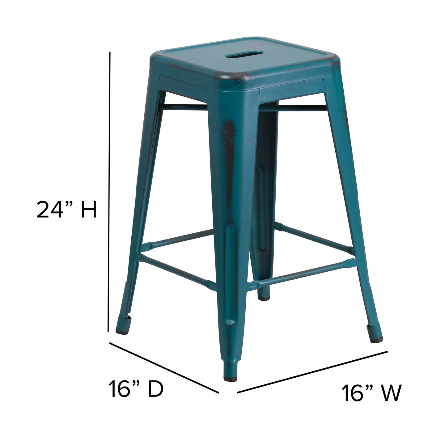 Merrick Lane Elba Series Metal Stool with Powder Coated Finish and Integrated Floor Glides