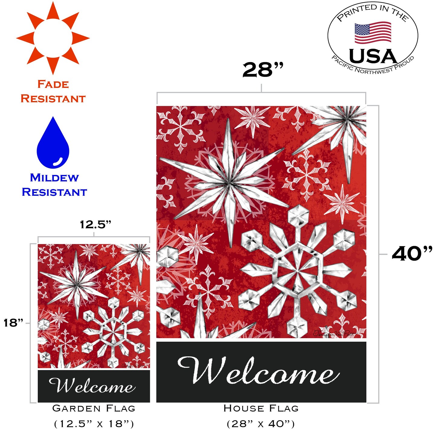 Snowflake Salutations Decorative Winter Flag