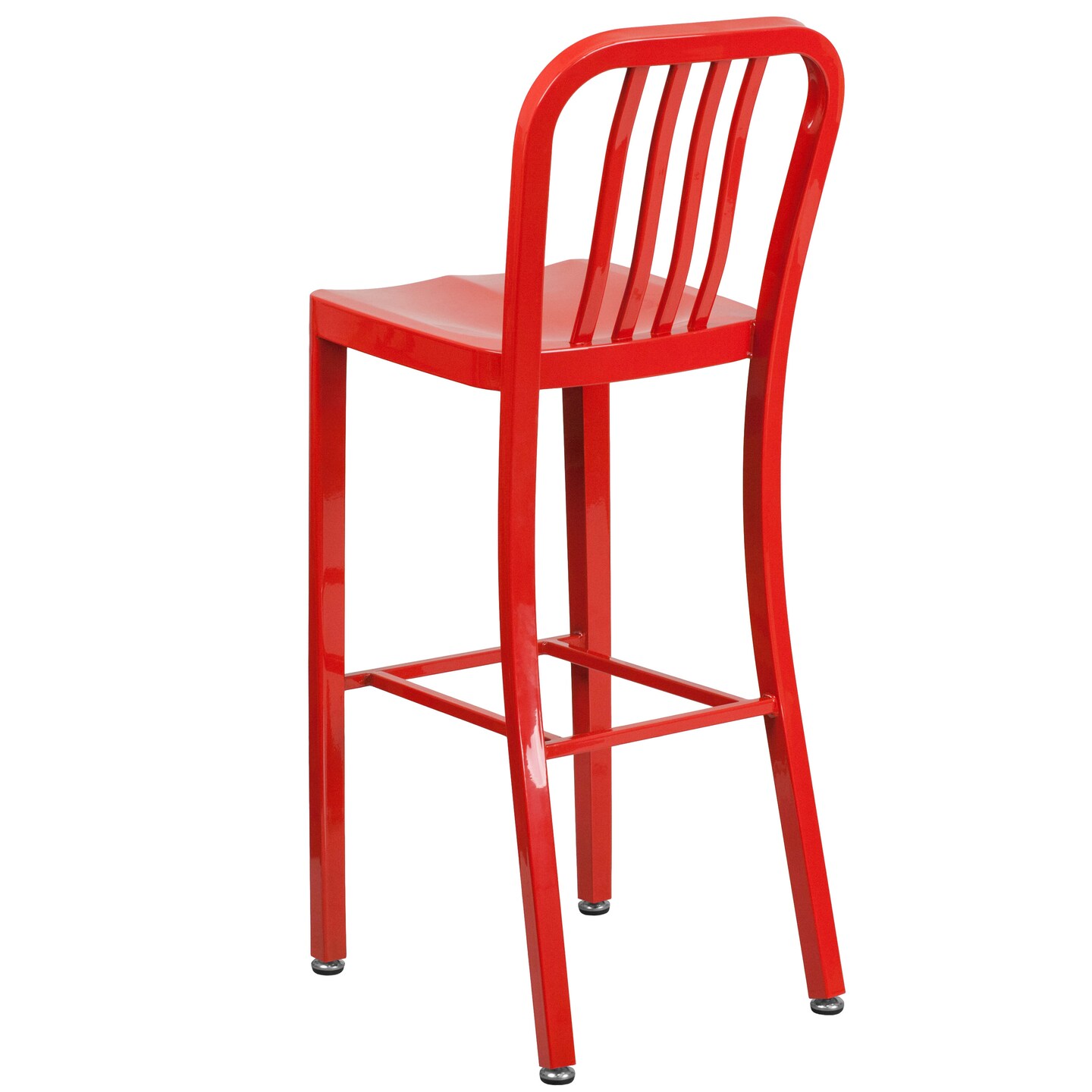 Merrick Lane Santorini 30 Inch Galvanized Steel Indoor/Outdoor Counter Bar Stool With Slatted Back And Powder Coated Finish