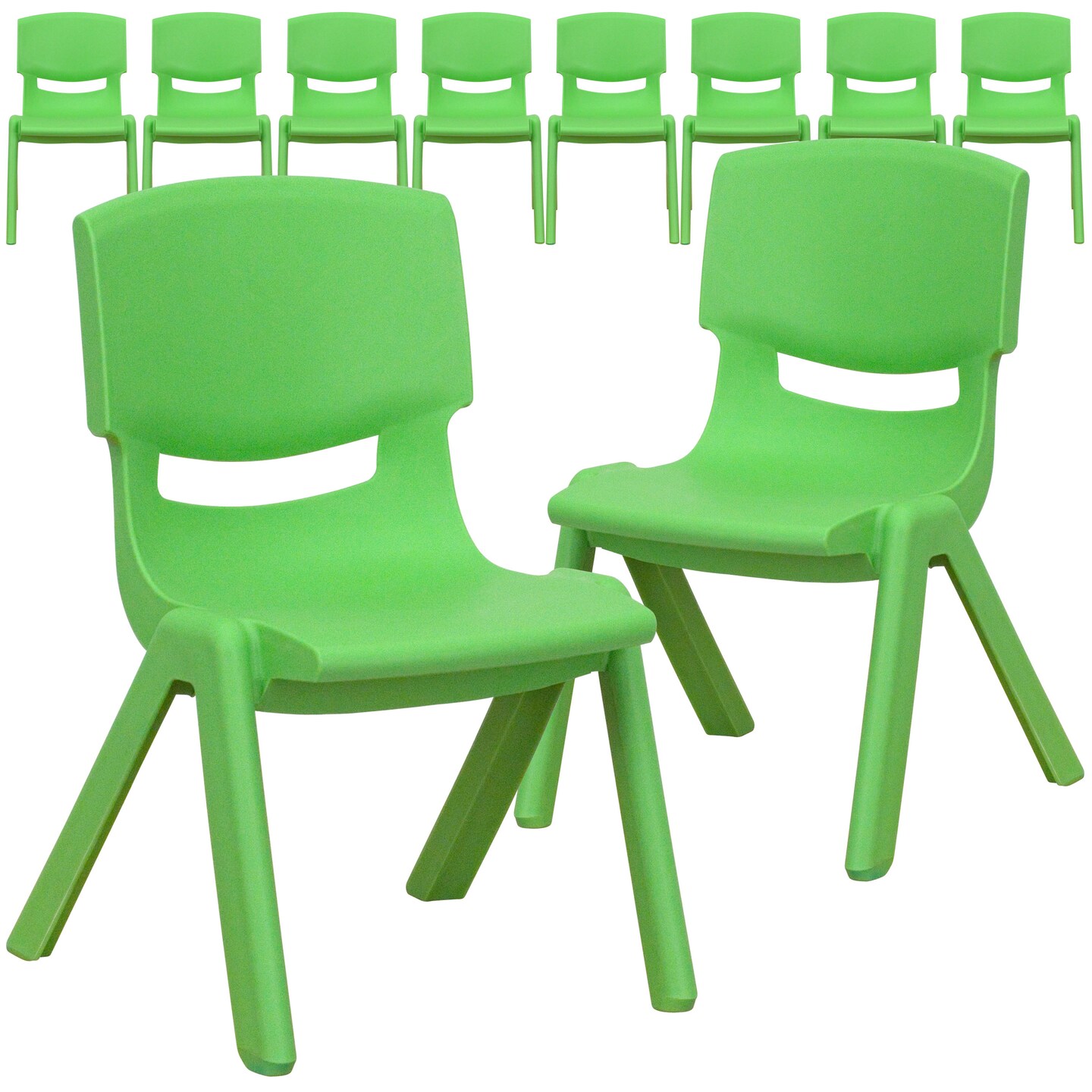 Emma and Oliver 10 Pack Plastic Stackable School Chair with 10.5&#x22; Seat Height