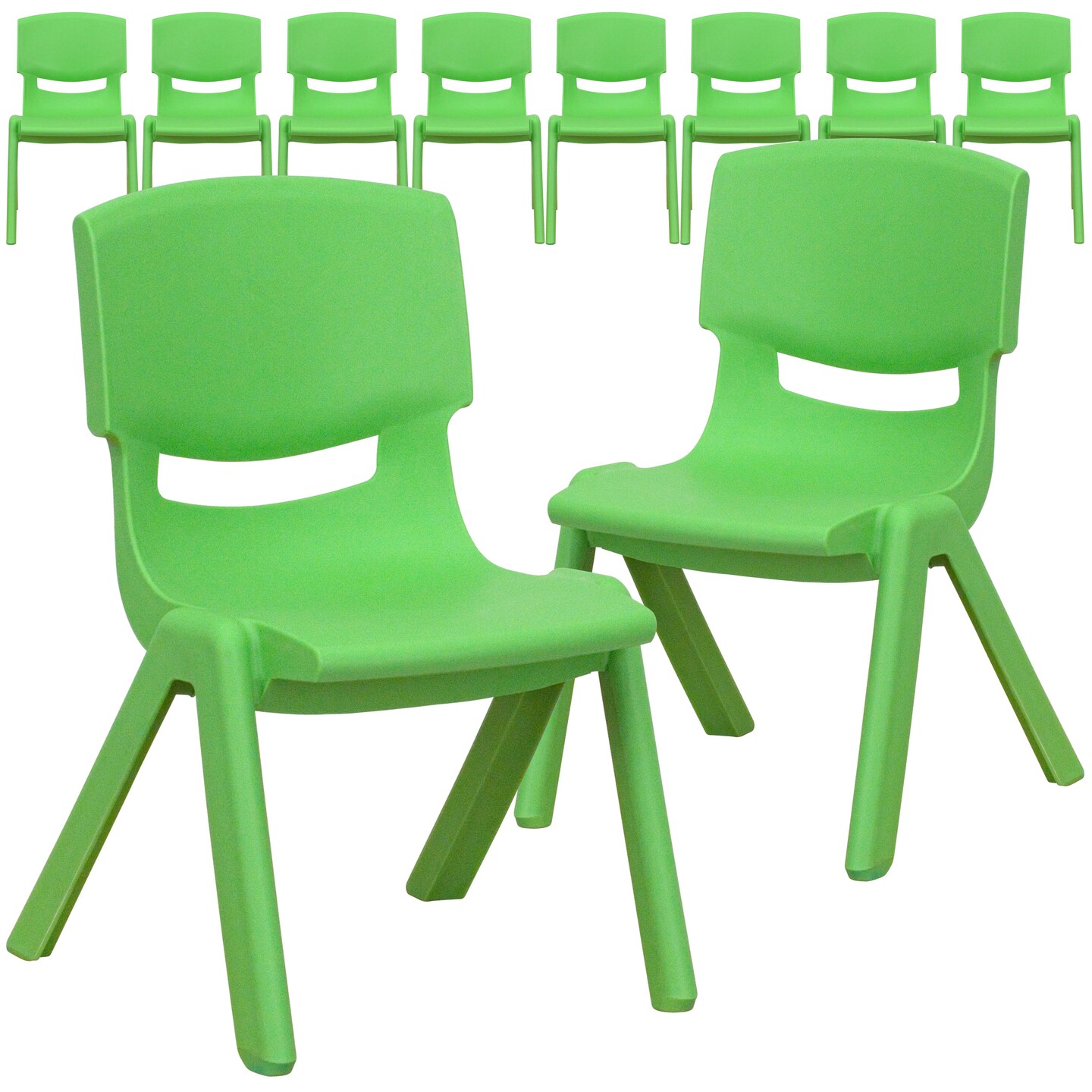 Emma and Oliver 10 Pack Plastic Stackable School Chair with 10.5" Seat Height