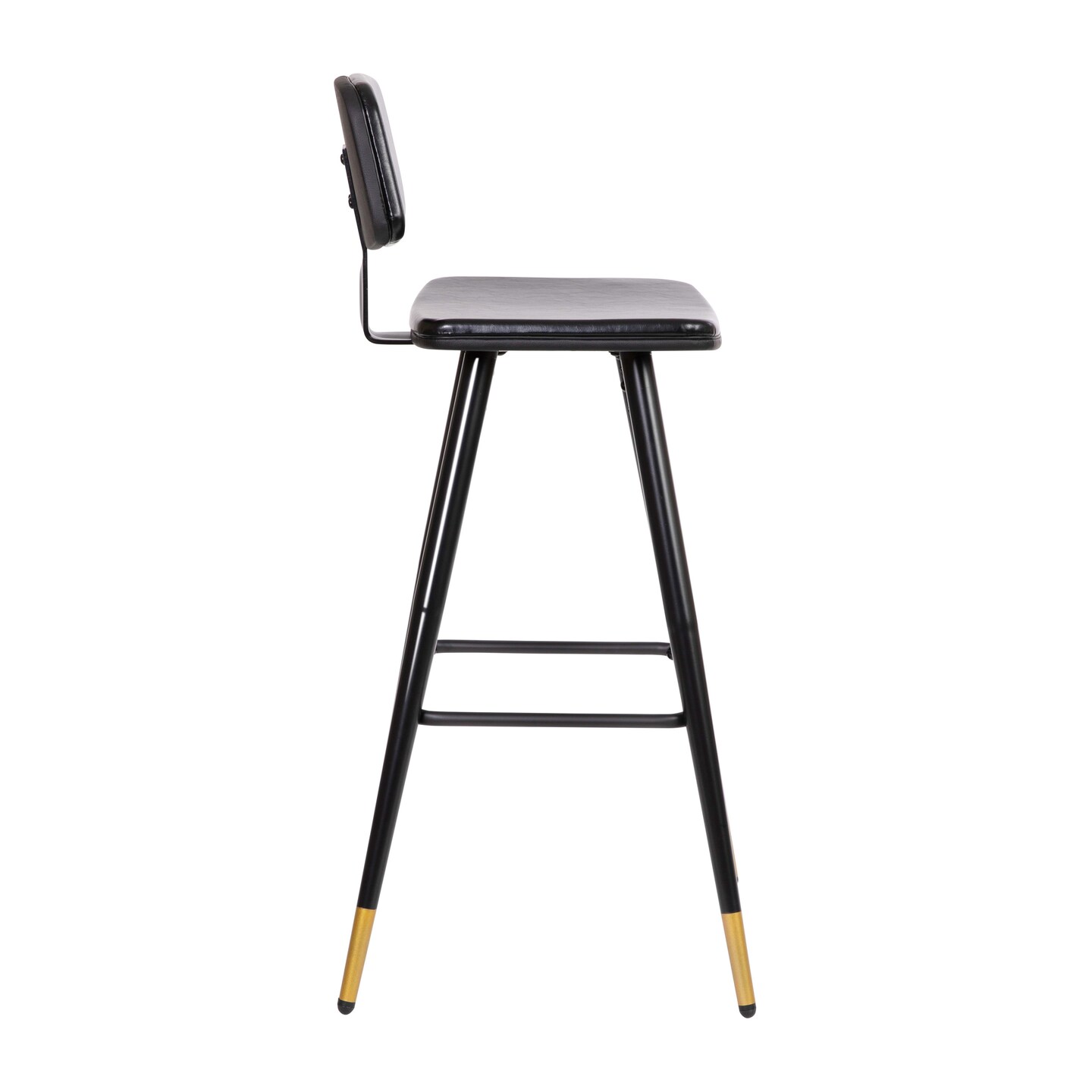 Merrick Lane Aragon Faux Leather Barstools Contemporary Upholstered Stools with Metal Frame and Integrated Footrest - Set of 2