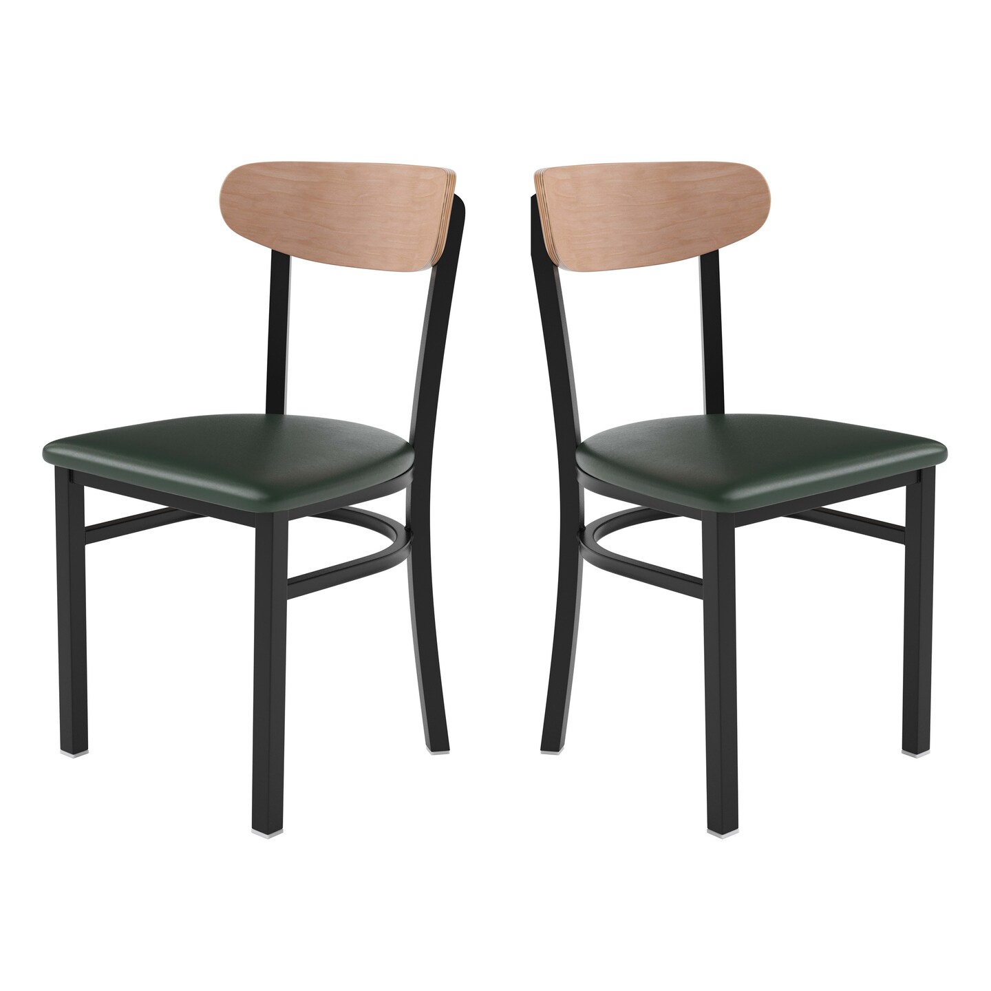 Emma and Oliver Yara Industrial Dining Chair with Rolled Steel Frame and Solid Wood Seat - 500 lbs. Static Weight Capacity