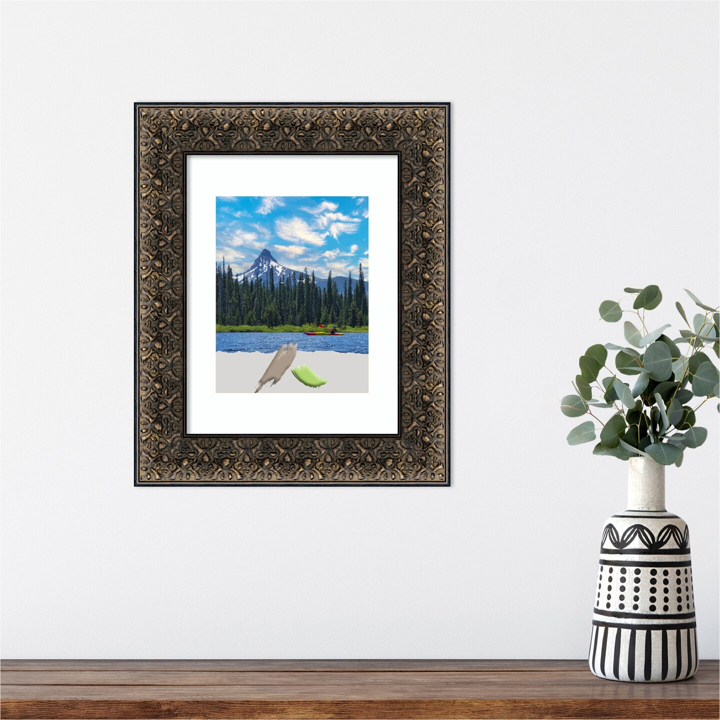 Intaglio Embossed Black Wood Picture Frame, Photo Frame, Art Frame