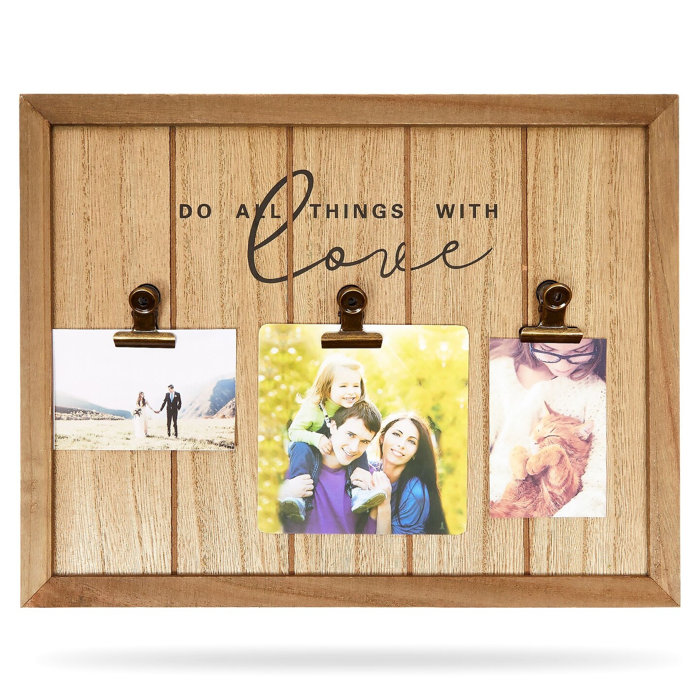 Wall Mount Rustic Picture Frame with Clips for 3 x 4 Inch Photos (Brown, 12.5 x 9.8 in)