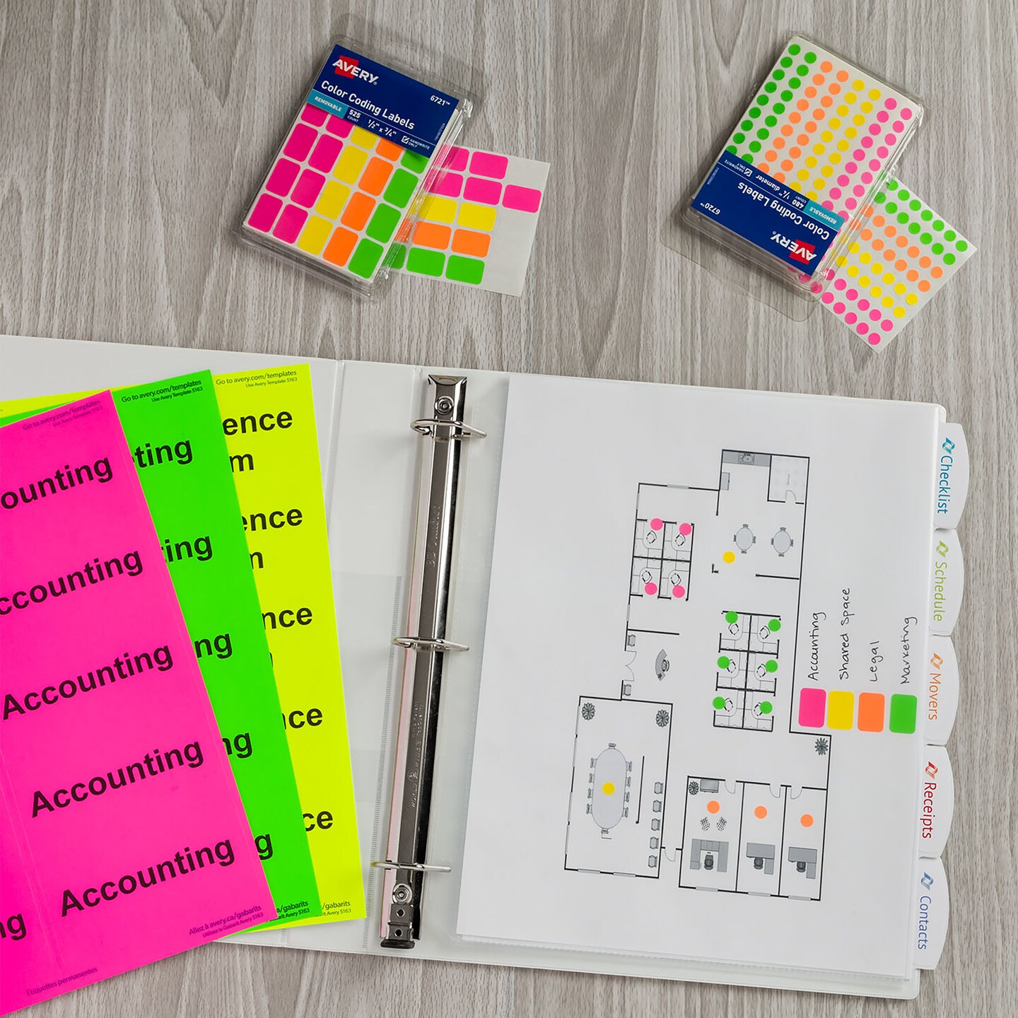 Avery Color-Coding Removable Labels, 1/2&#x22; x 3/4&#x22;, Assorted Neon Colors, Non-Printable, 8 Packs, 4,200 Blank Labels Total (21928)