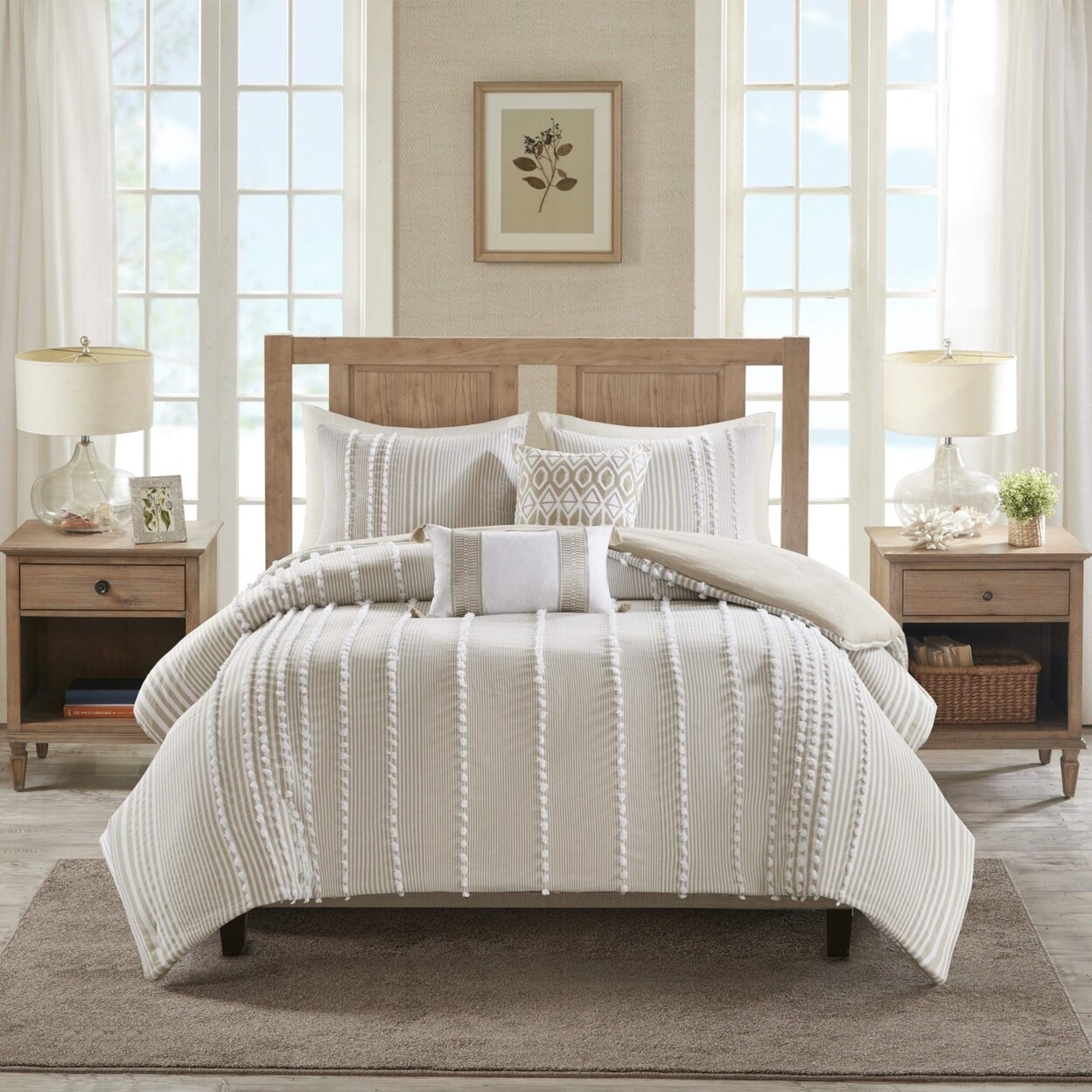 Harbor House Tufted Cotton Duvet 3-PC Cover Set &#x2013; 100% Cotton, King Size - Taupe