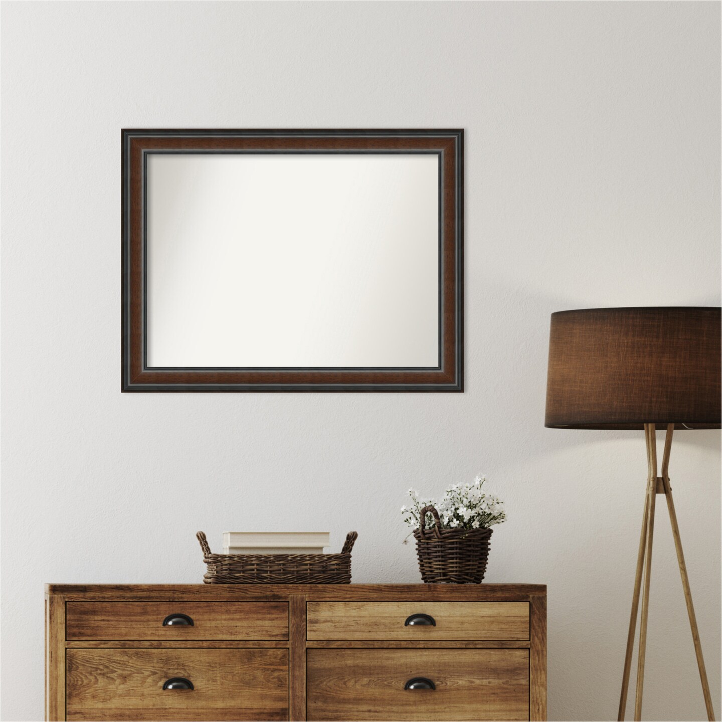 Cyprus Walnut Non-Beveled Custom Framed Bathroom Vanity Wall Mirror