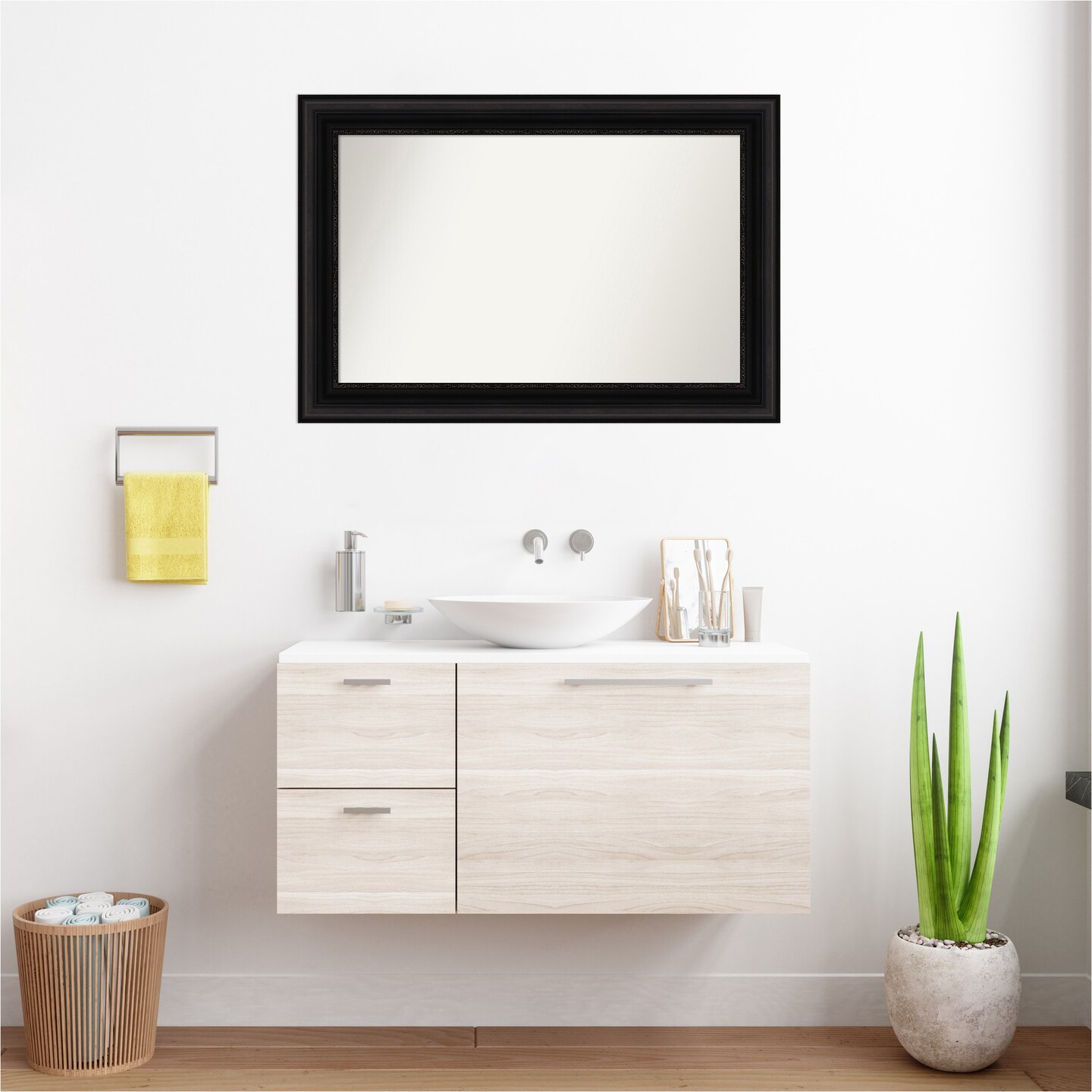 Parlor Black Non-Beveled Custom Framed Bathroom Vanity Wall Mirror