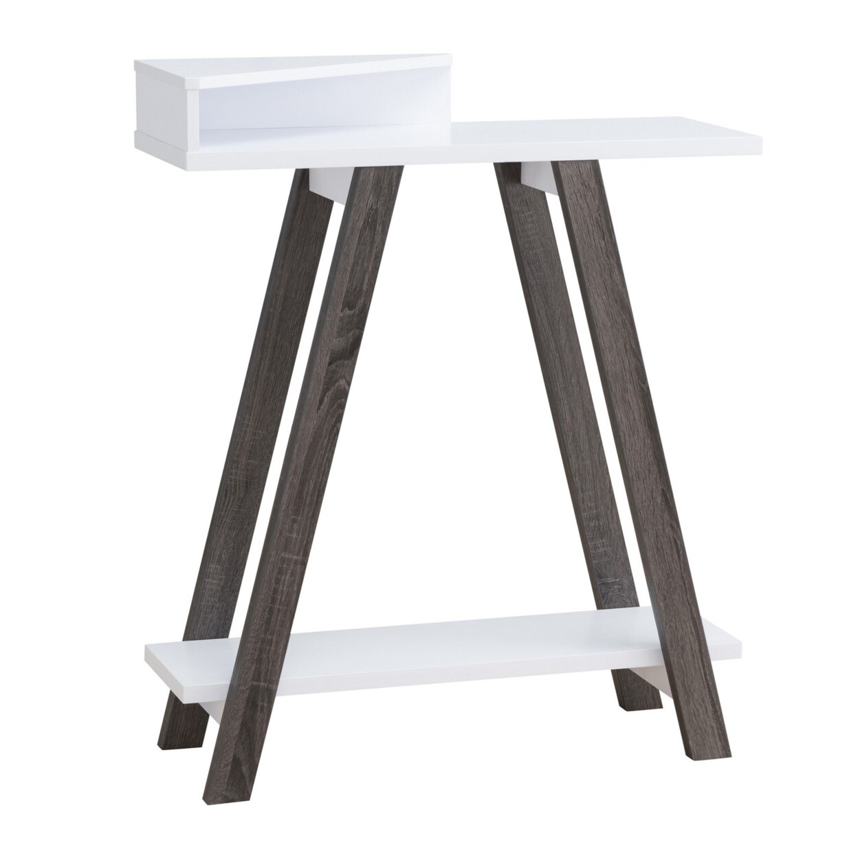 Saltoro Sherpi Baki 38 Inch Modern Wood Side Console Table, Corner Compartment, White-