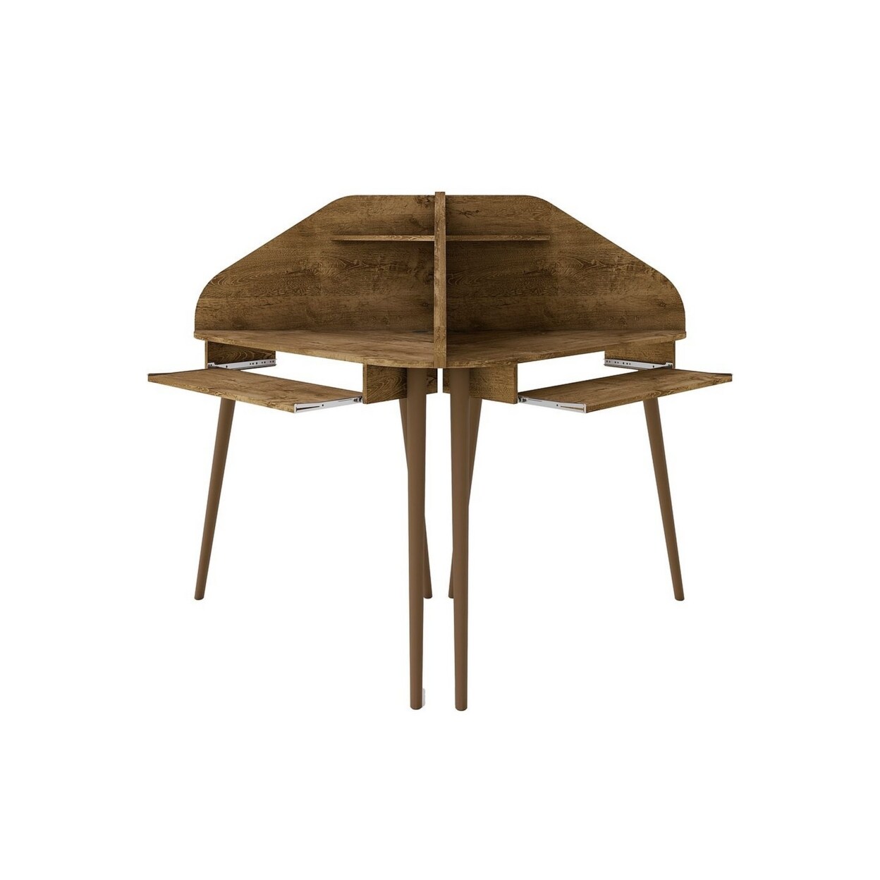 Manhattan Comfort Bradley 2-Piece Cubicle Section Desk with Keyboard Shelf in Rustic Brown
