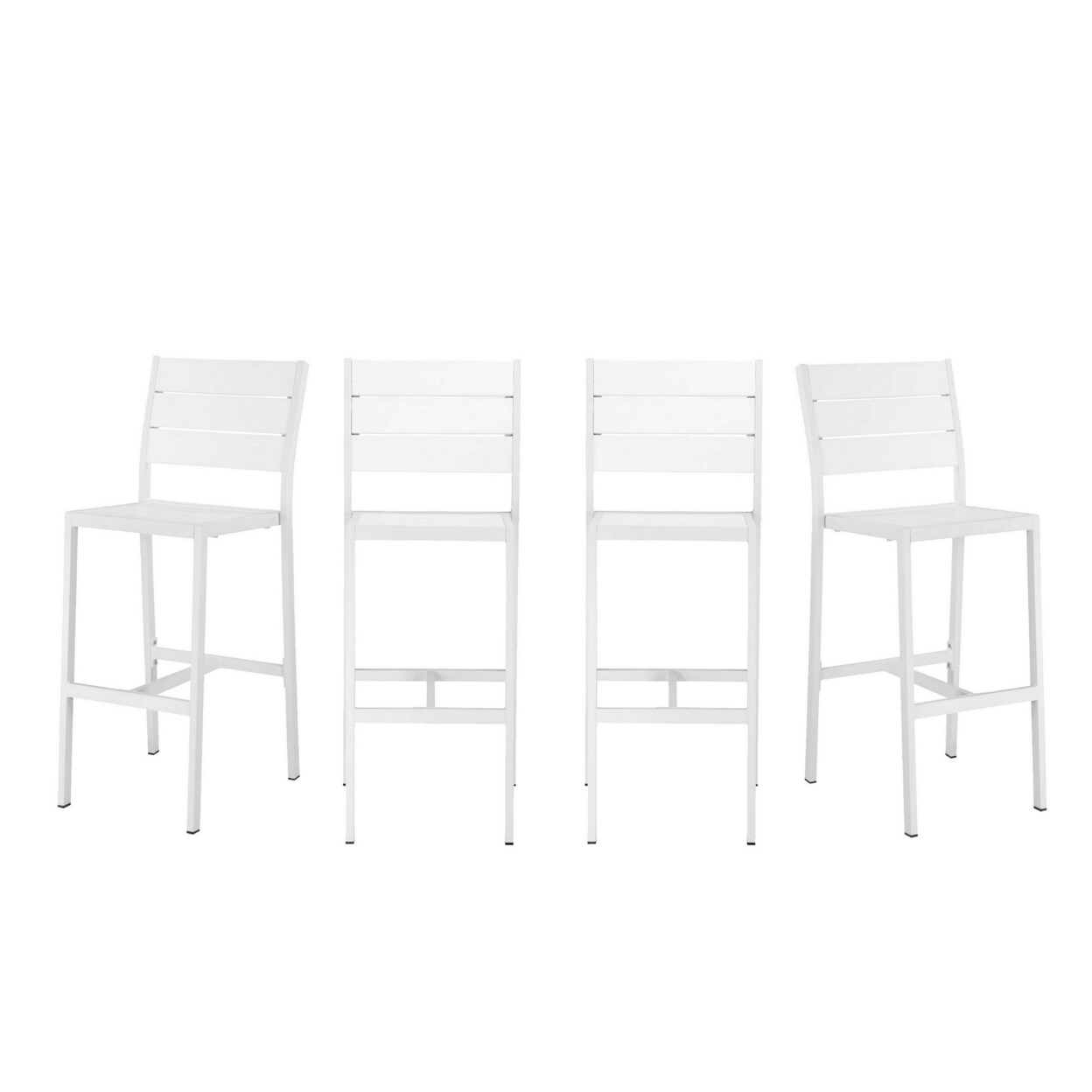 Saltoro Sherpi Kylo 18 Inch Set of 4 Bar Height Side Chairs, White Aluminum Metal Frames-