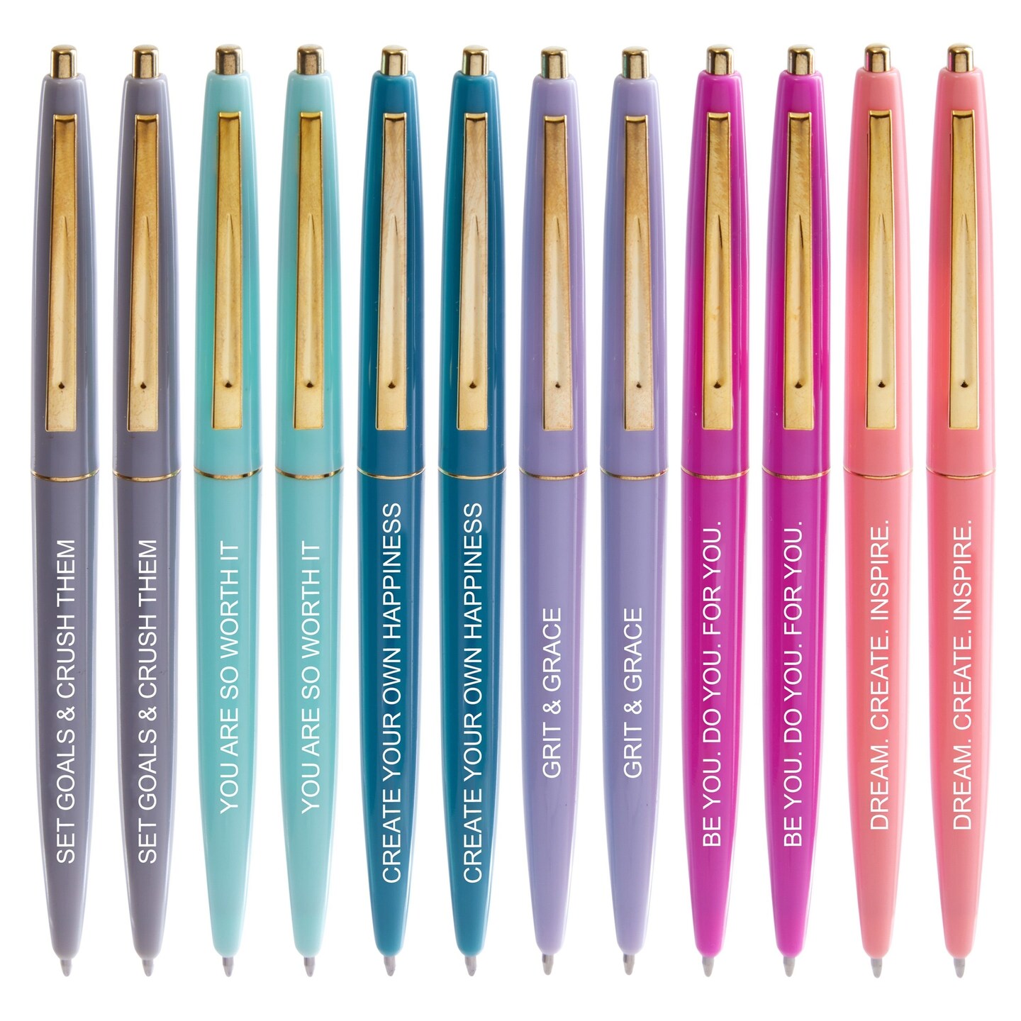 12-Pack Inspirational Ballpoint Pens with Motivational, Encouraging