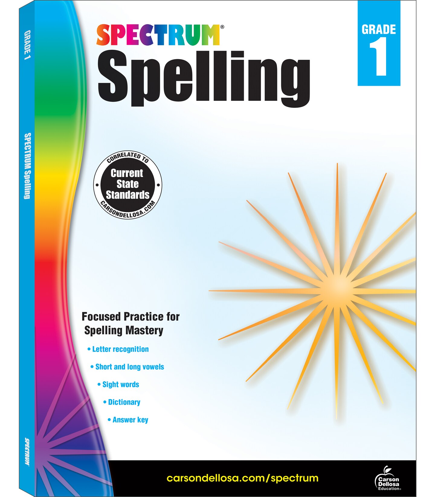 Spectrum Grade 1 Spelling Workbook, Sight Words, Dictionary Skills, Vowels, Alphabet Letter Recognition, Vocabulary, Grammar, and More, Language Arts Classroom or Homeschool Curriculum