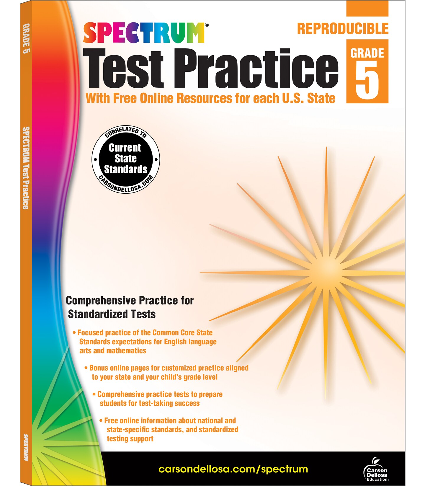 Spectrum Test Practice 5th Grade Workbooks All Subjects, Math, Language Arts, Reading Comprehension, Grammar, Spelling, Vocabulary, and Writing Practice, Classroom or Homeschool Curriculum