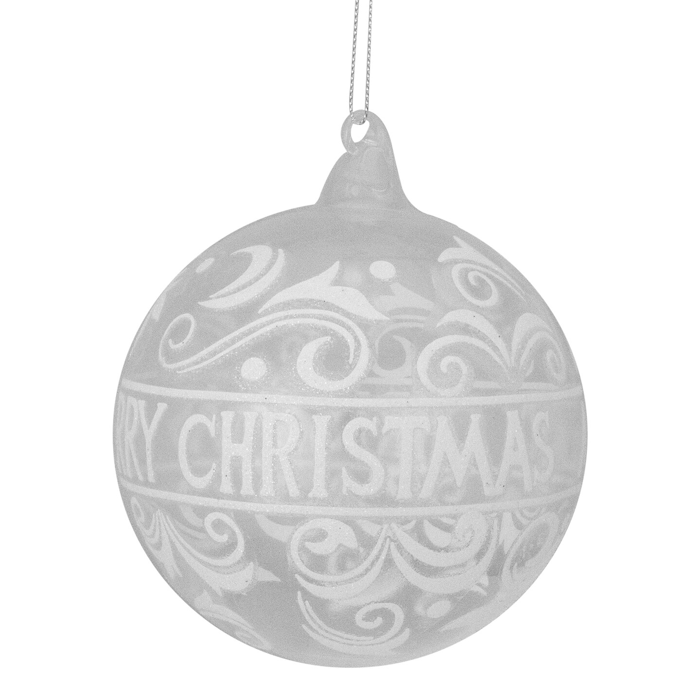 Northlight 4.5 in. Clear Glass Merry Christmas Glass Ball Ornament