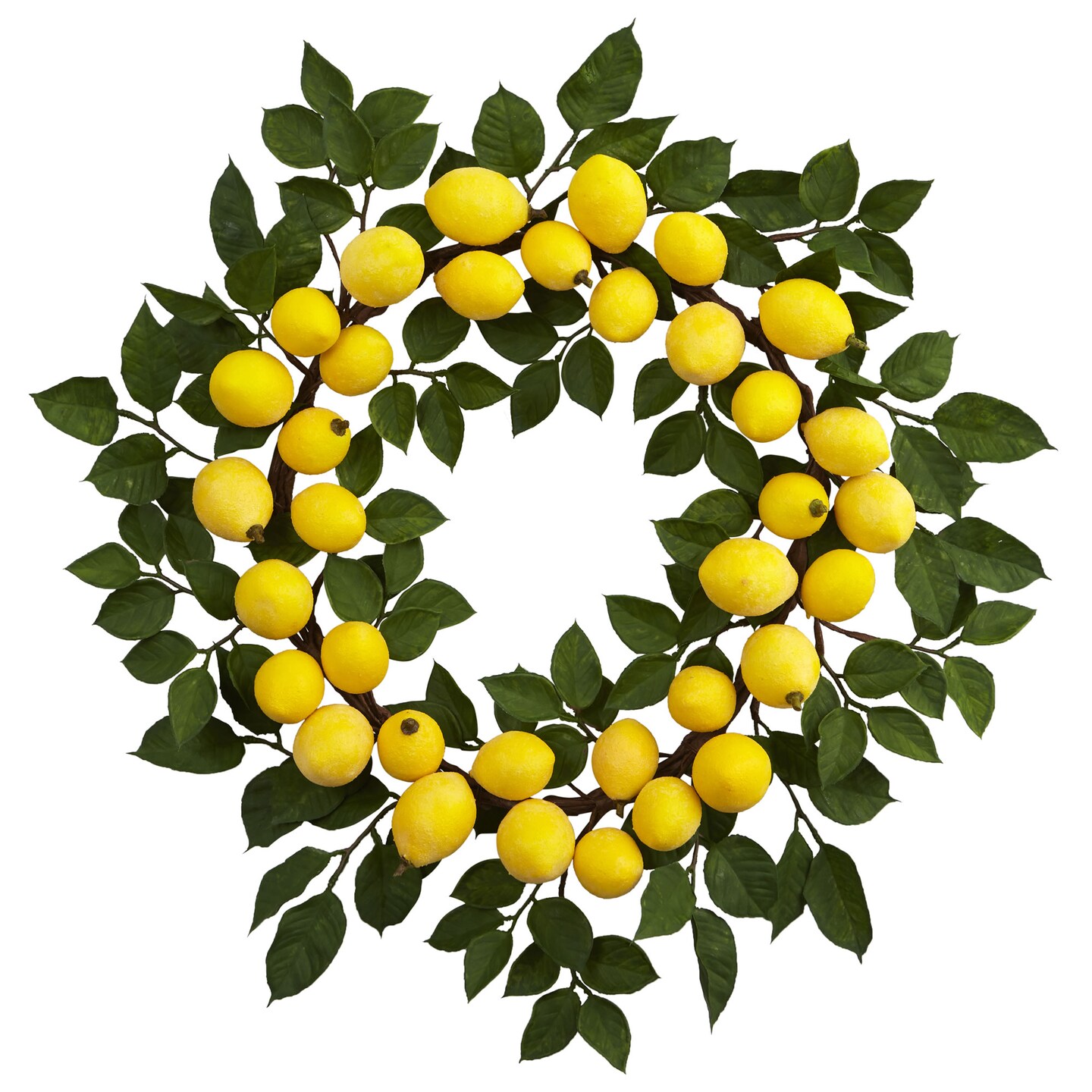 Nearly Natural Yellow Lemon Artificial Wreath, 24-Inch, Unlit