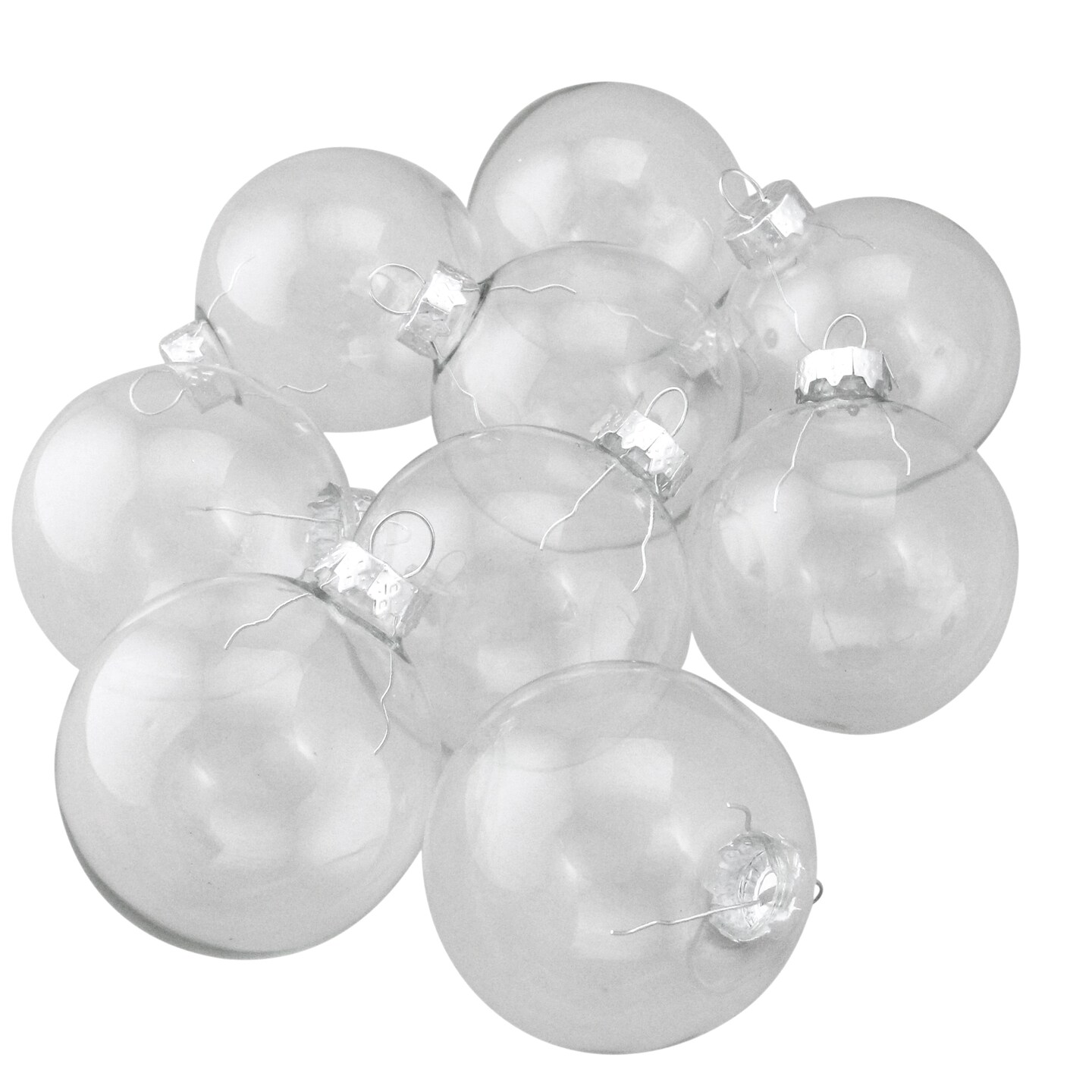 Northlight 9ct Shiny Clear Glass Christmas Ball Ornaments 2.5&#x22; (65mm)
