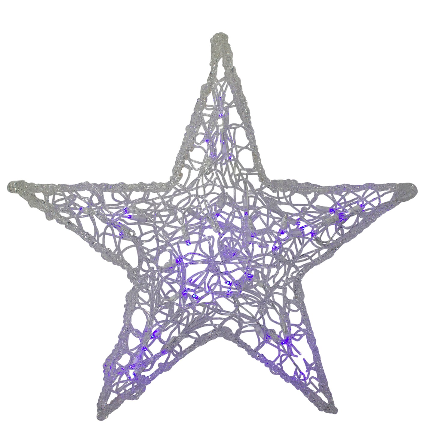 Hofert 24&#x22; Pre-lit Clear and Purple LED Color Changing Spun Glass Hanging Star Christmas Decoration