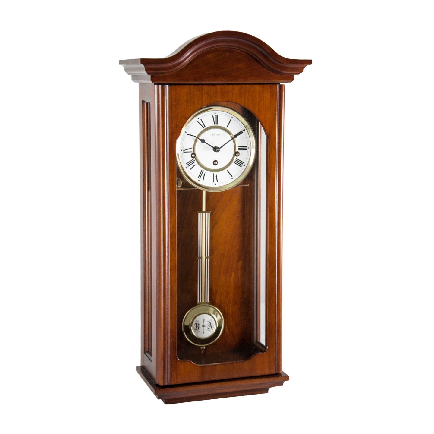 Hermle 26&#x22; Brown and White Antique Regulator Pendulum Wall Clock