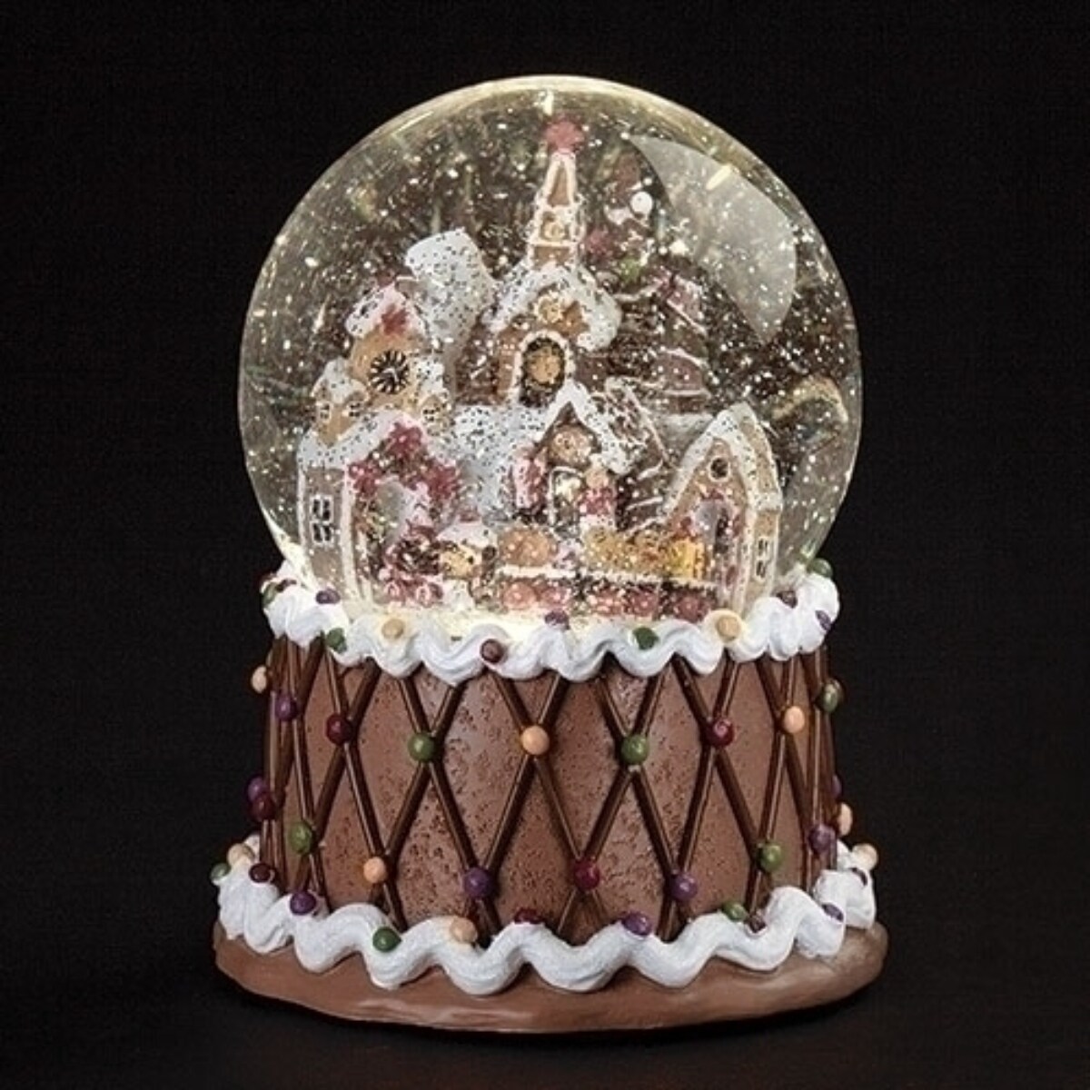 Roman 6.75&#x22; LED Lighted Gingerbread Christmas Musical Snow Globe