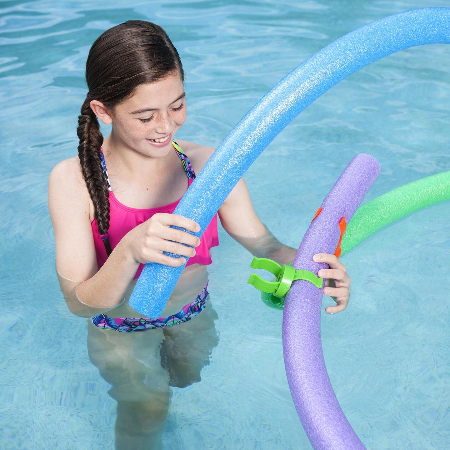 SwimWays 12ct Vibrantly Colored Noodle Lynx Connectors for Swimming Pool Toys 4.75"