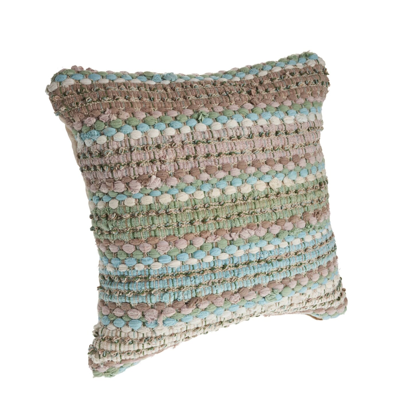 Laddha Home Designs 18" Green and Blue Weaved Handmade Square Throw Pillow