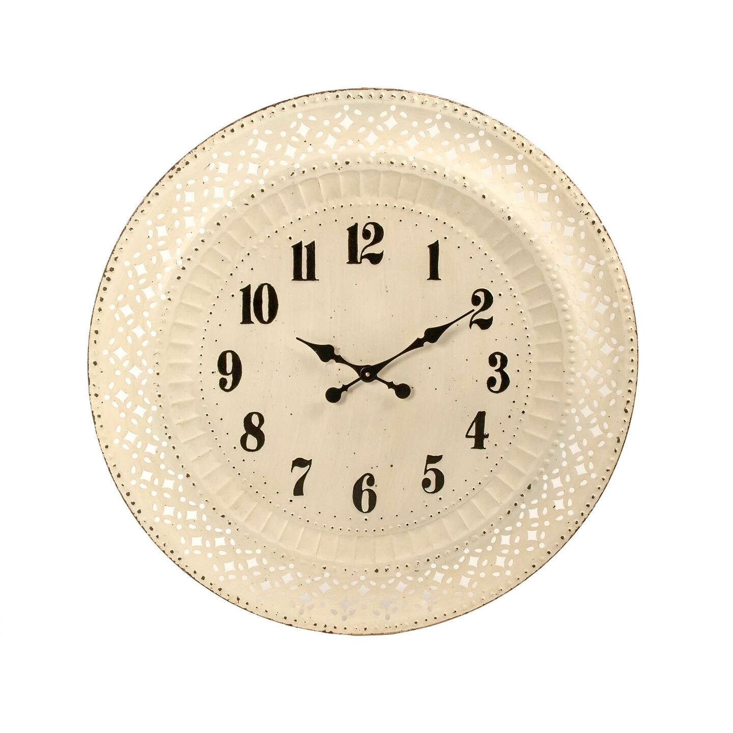 Zentique 32" Antique White Contemporary Round Cutout Wall Clock Michaels