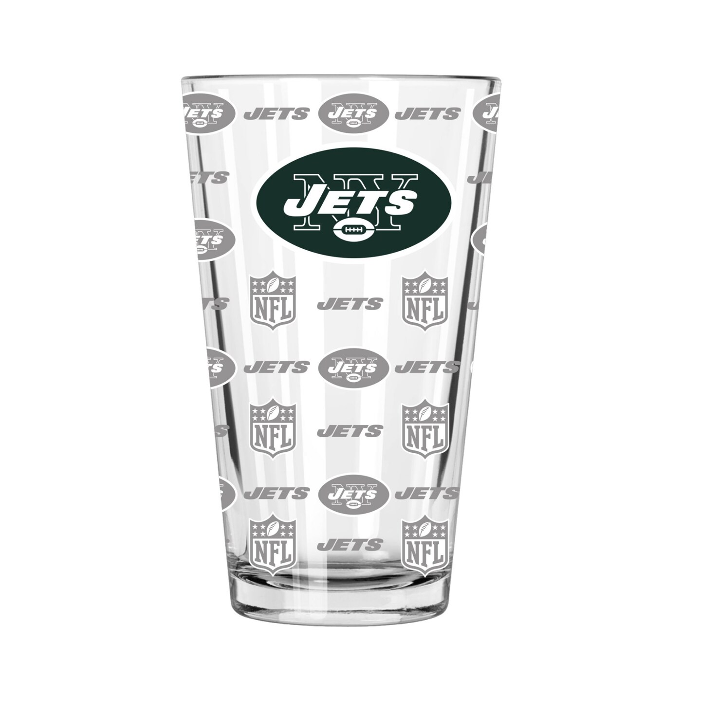 The Memory Company 5.75" Clear and Green NFL New York Jets Sandblasted Pint Glass 16 oz.