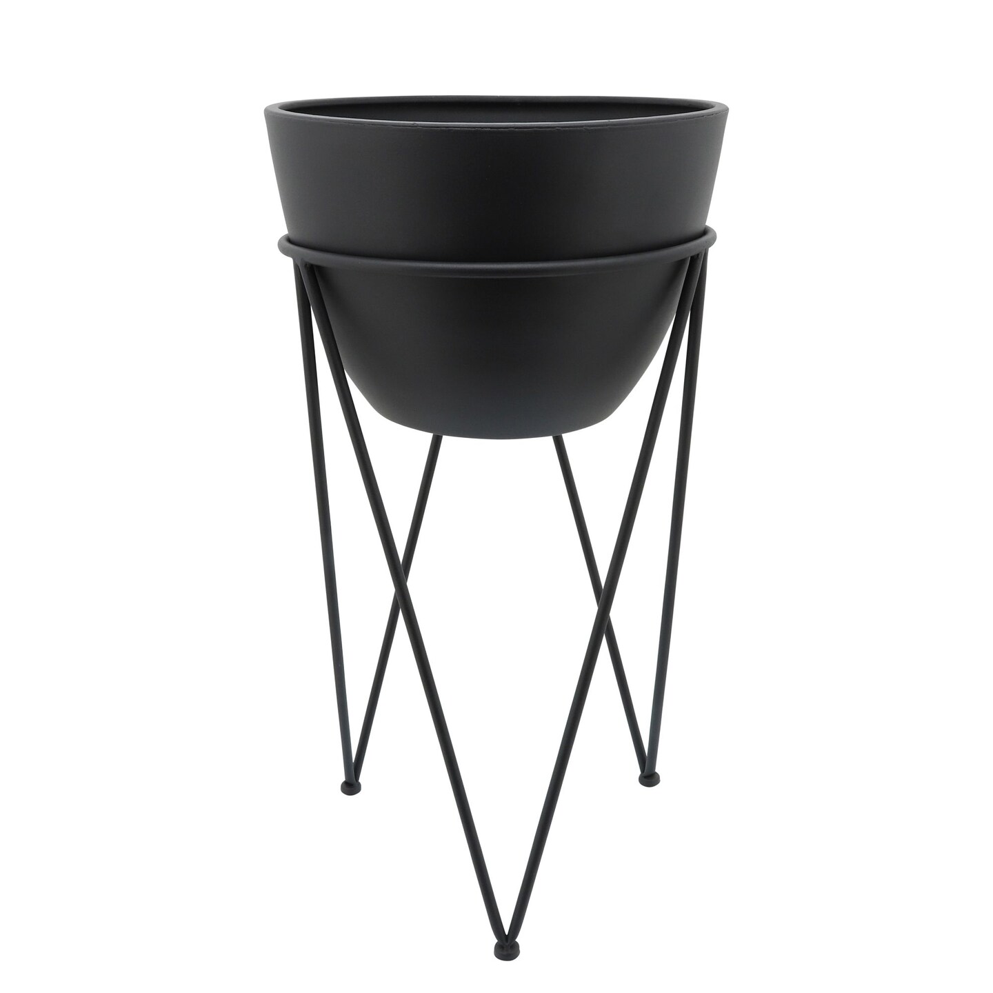 Kingston Living Solid Matte Finish Planter on Stand - 26&#x22; - Black
