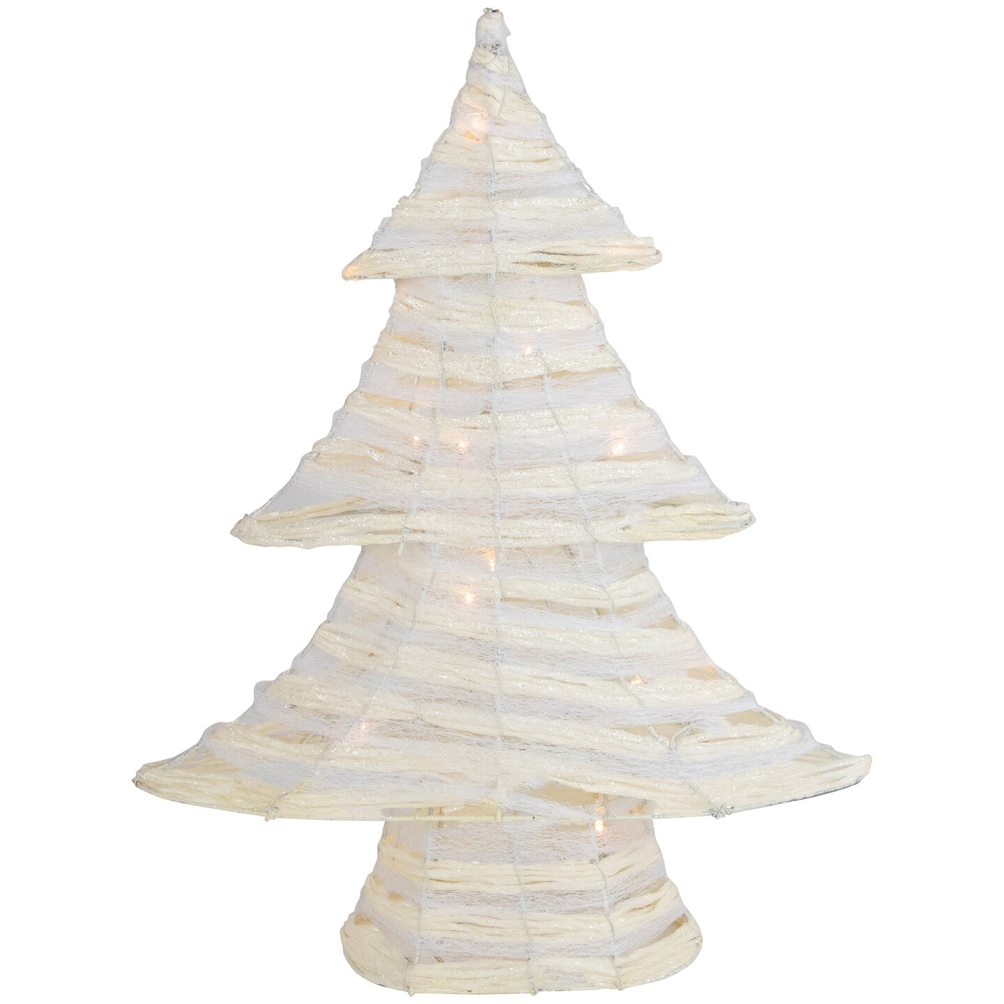 Northlight LED Lighted Glitter Christmas Tree - 18.5&#x22; - Cream - Warm White Lights