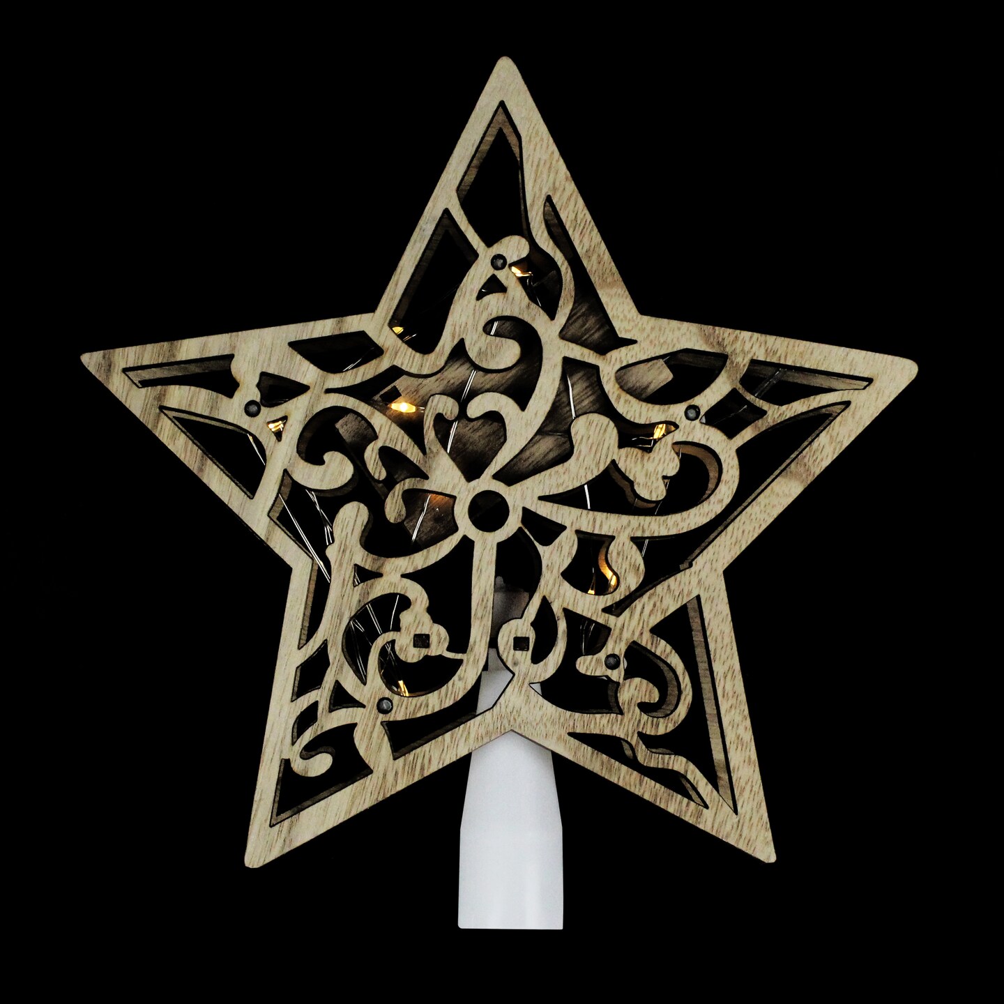 Northlight 10&#x22; Lighted Brown Star with Cut-Out Design Christmas Tree Topper - Clear Lights
