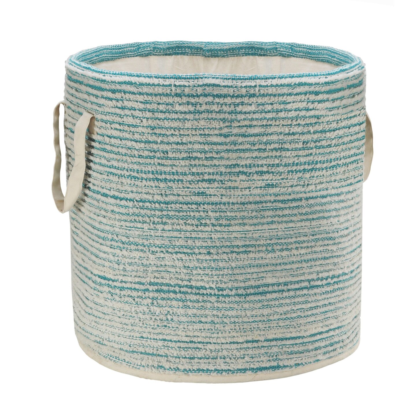 Laddha Home Designs 19" Aqua Blue and White Geometric Handmade Storage Basket