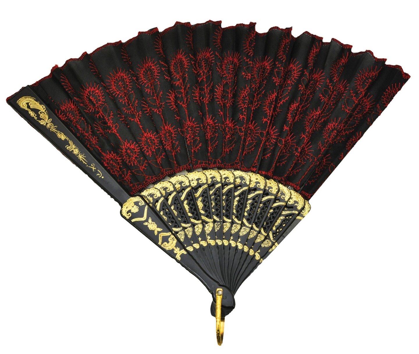 The Costume Center Red and Black Geisha Women Adult Halloween Fan Costume Accessory - One Size