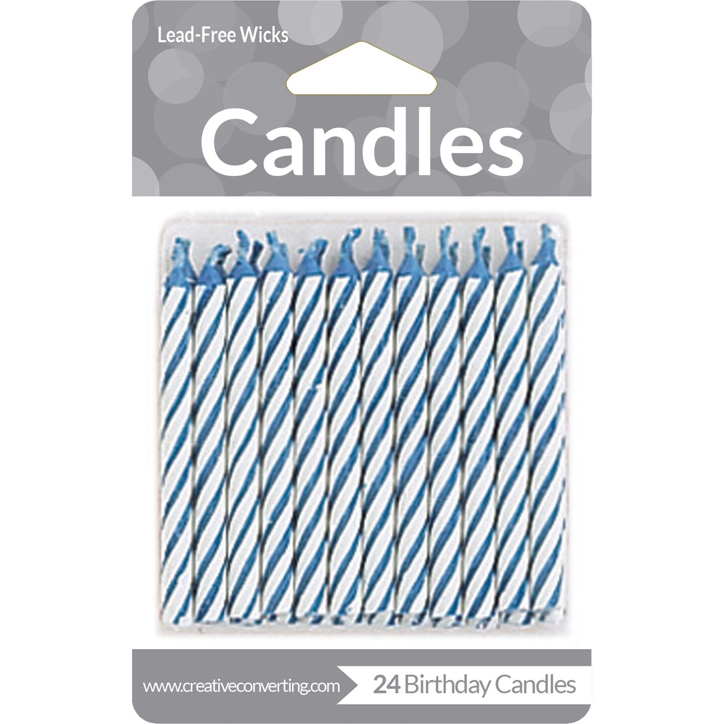 Party Central 288 Blue and White Candy Striped Spiral Decorative Birthday Party Candles 2.5"