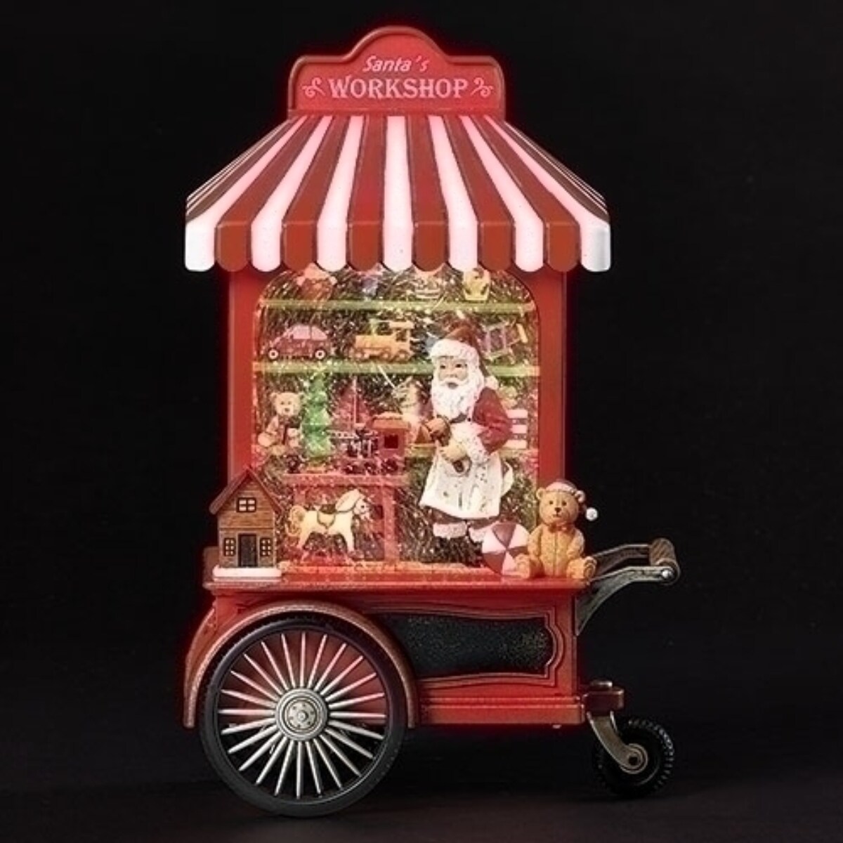 Roman 10.75&#x22; LED Lighted Christmas Snow Globe Toyshop Cart