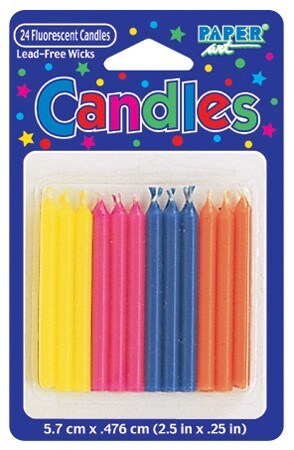 Party Central 288 Yellow and Blue Fluorescent Party Candles 2.5&#x22;