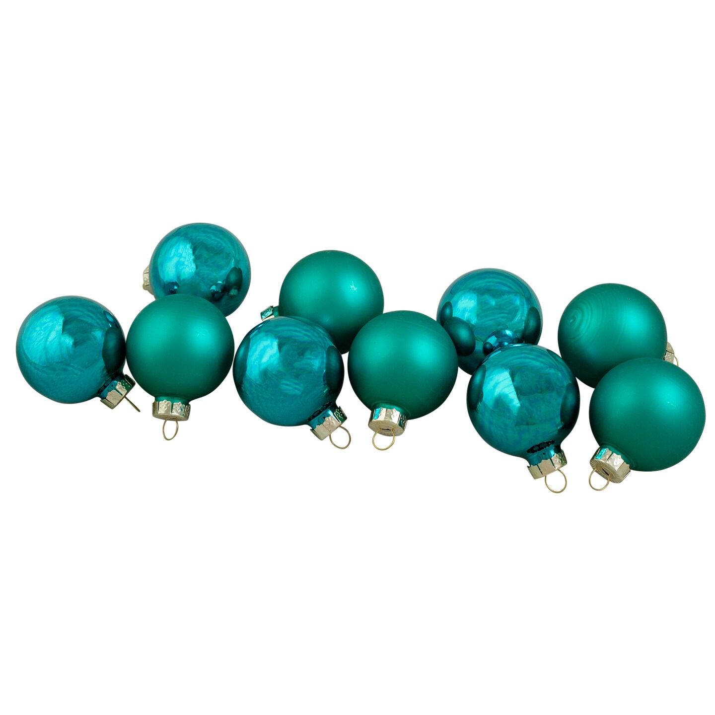 Northlight 10ct Turquoise Green 2-Finish Glass Christmas Ball Ornaments 1.75&#x22; (44.5mm)