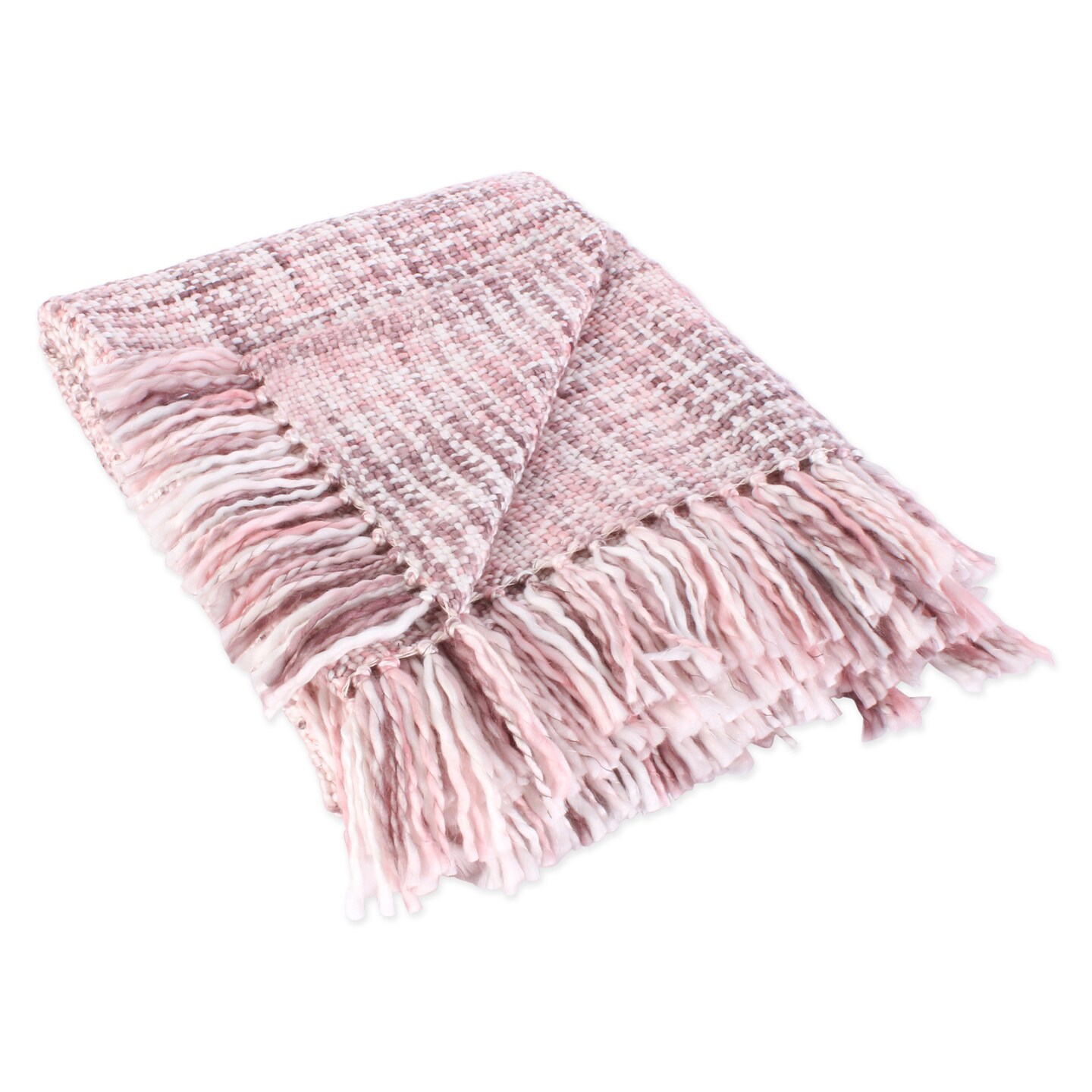 Contemporary Home Living 4&#x27; x 5&#x27; Pink and White Variegated Rectangular Essential Woven Throw