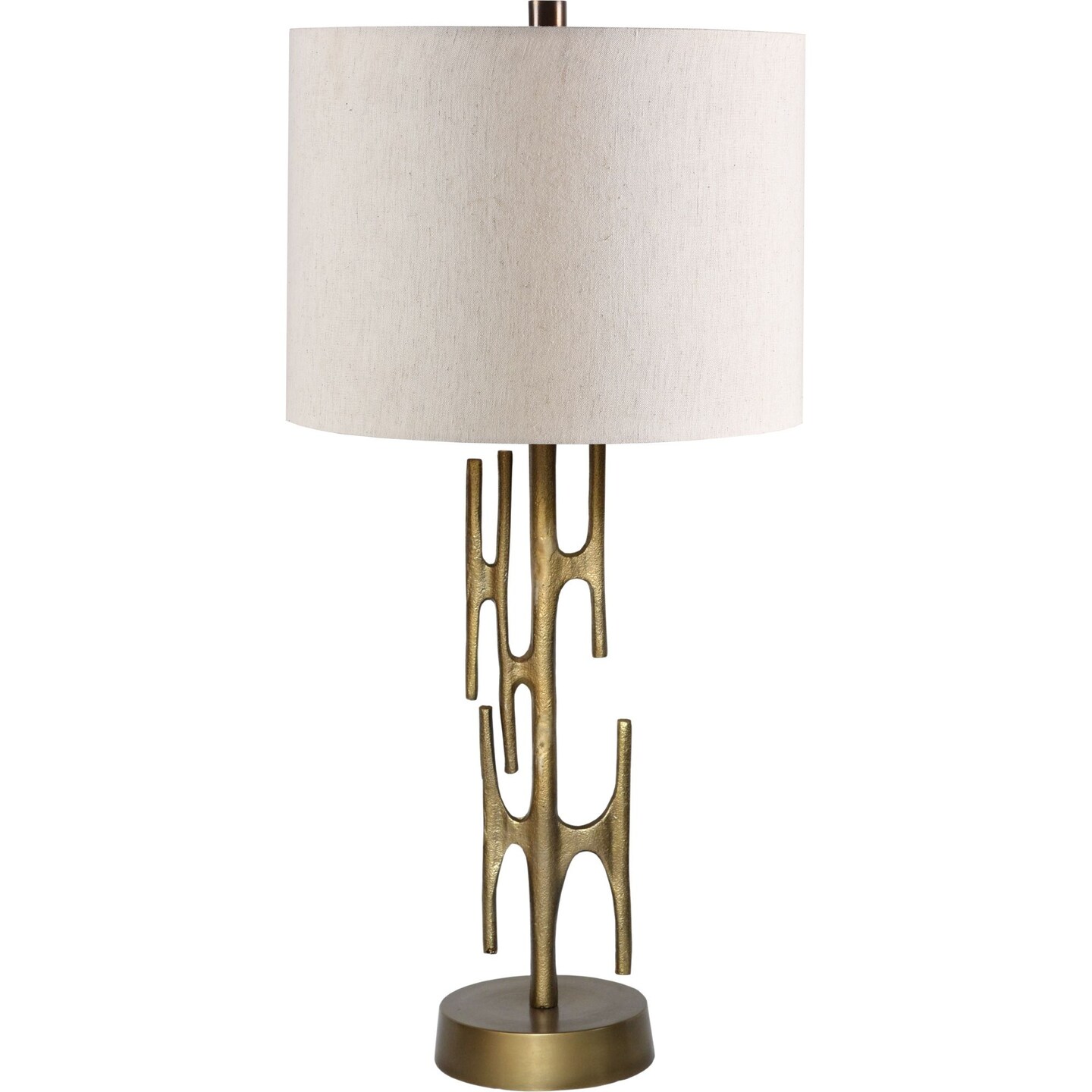 Signature Home Collection 28" Antique Brass Table Lamp with Off White