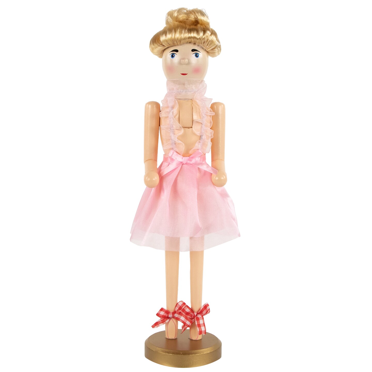 Nutcracker Factory 15.5&#x22; Pink Tutu Blonde Wooden Ballerina Wooden Christmas Nutcracker
