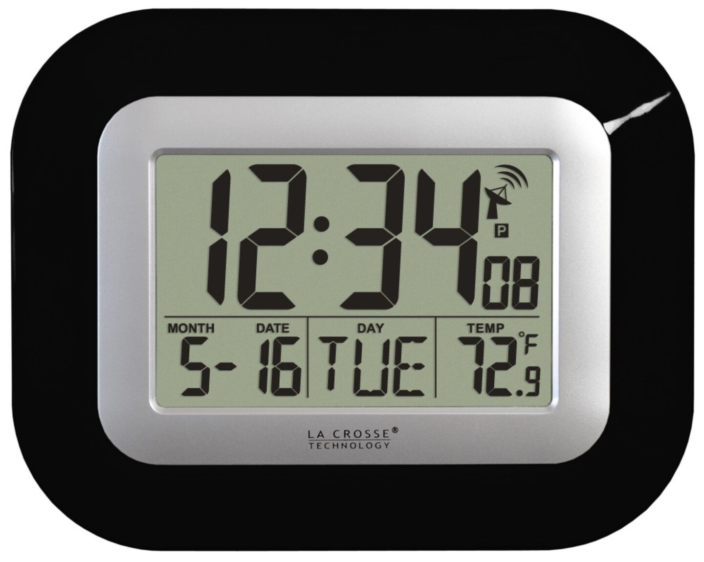 La Crosse Technology 8.75" Black Atomic Digital Wall Clock with Temperature