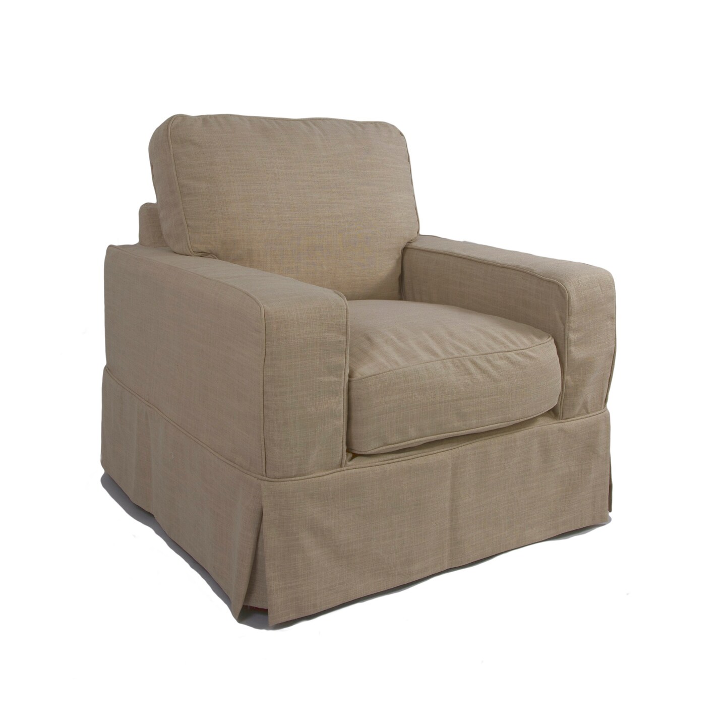 The Hamptons Collection Set of 3 Neutral Brown Linen Box Cushion Chair