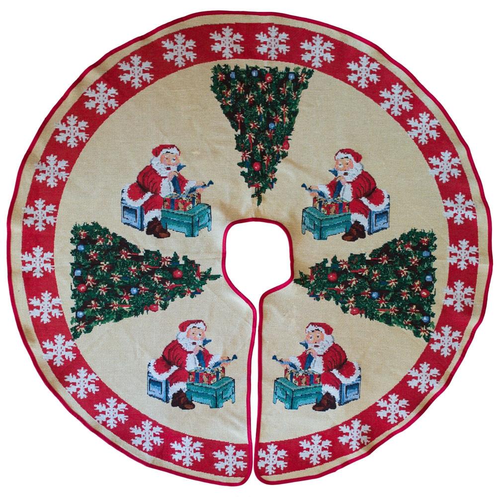 Santa Reading the Gift List by Christmas Tree Skirt 50 Inches