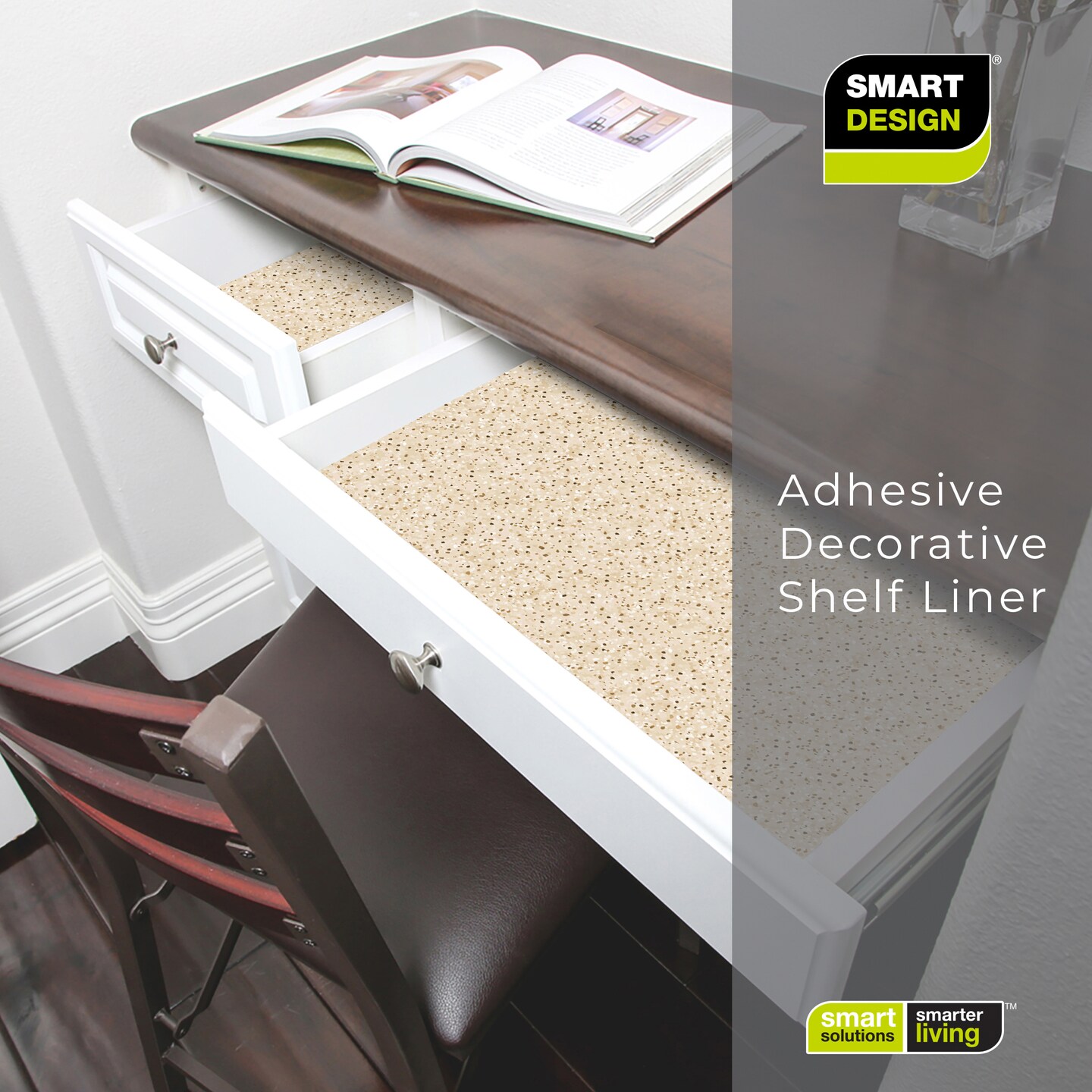 Smart Design Adhesive Shelf Liner - 18 inch x 20 feet - Beige Granite
