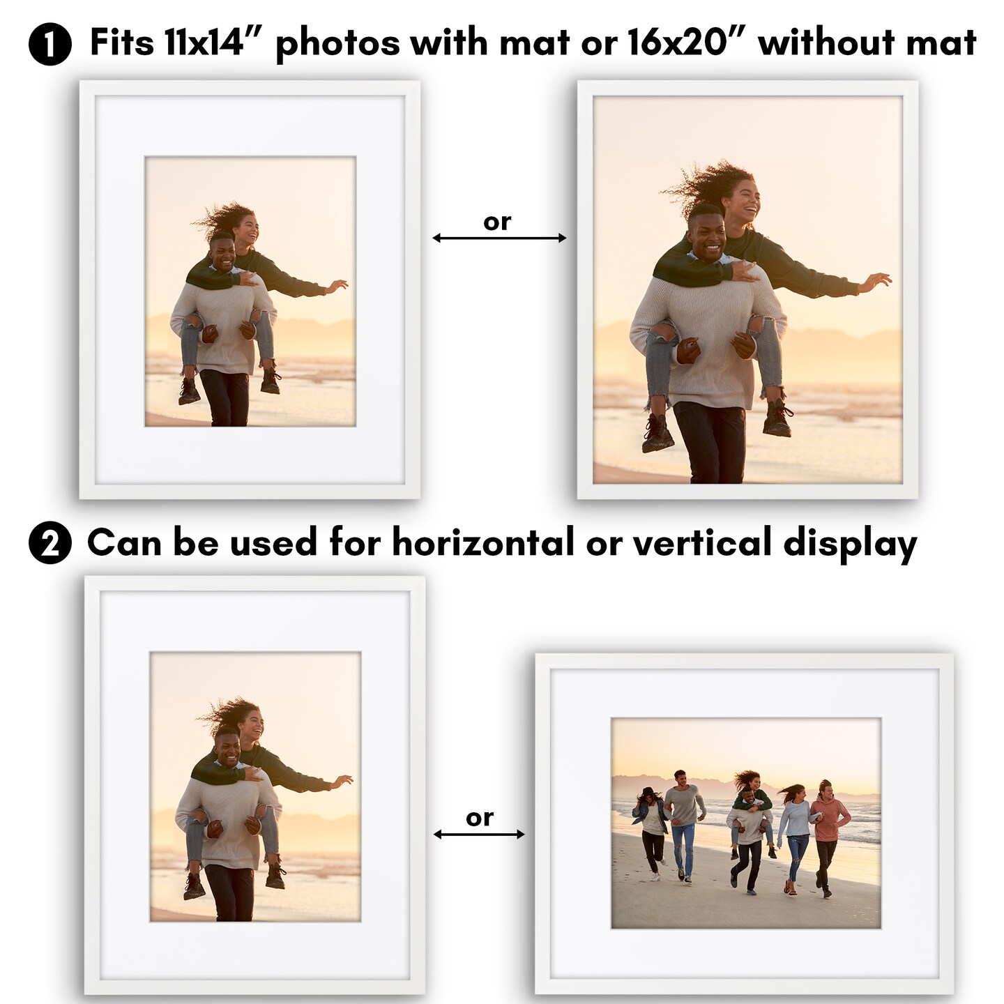 Americanflat Gallery-Style Picture Frame with Mat - Showcase Artwork, Prints, and Photos - Shatter Resistant Glass - Hanging Hardware with Drywall Anchor